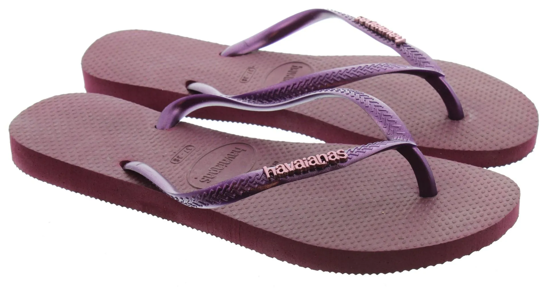 HAVAIANAS Ladies Slim Logo Metallic Flipflop Sandals In Purple