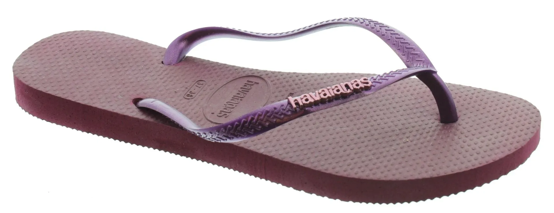 HAVAIANAS Ladies Slim Logo Metallic Flipflop Sandals In Purple