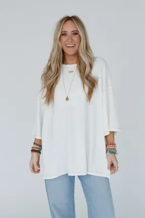 Heavens Hug Oversized Ribbed Top - Ivory