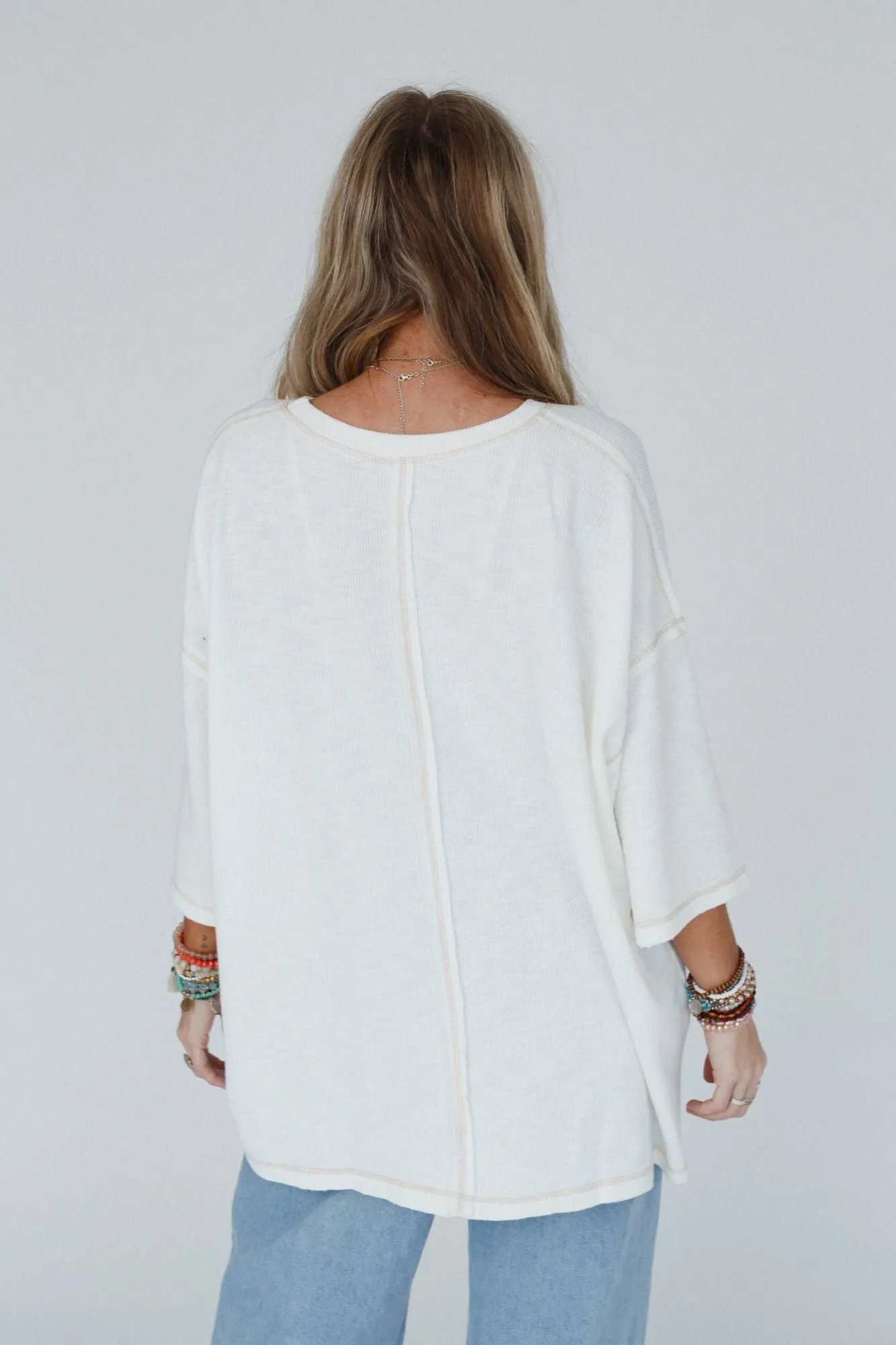 Heavens Hug Oversized Ribbed Top - Ivory