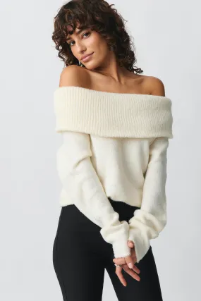 Knitted off shoulder sweater