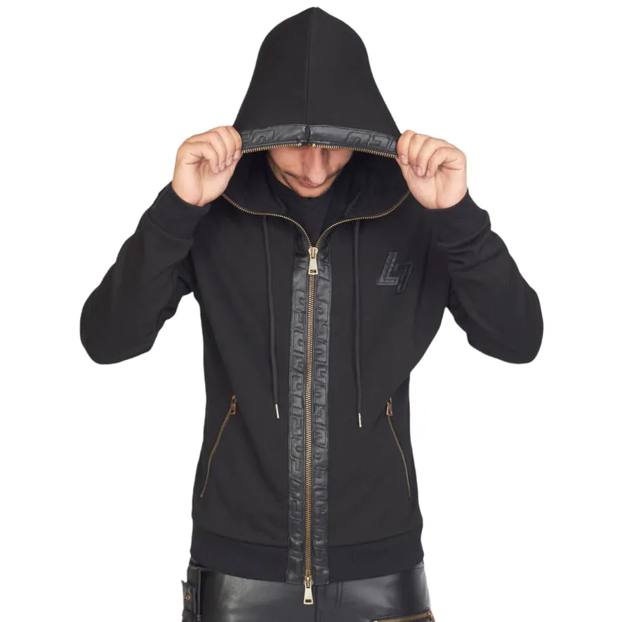 LOCKED & LOADED: Faux Leather Full Zip Hoodie LLFZ1025500