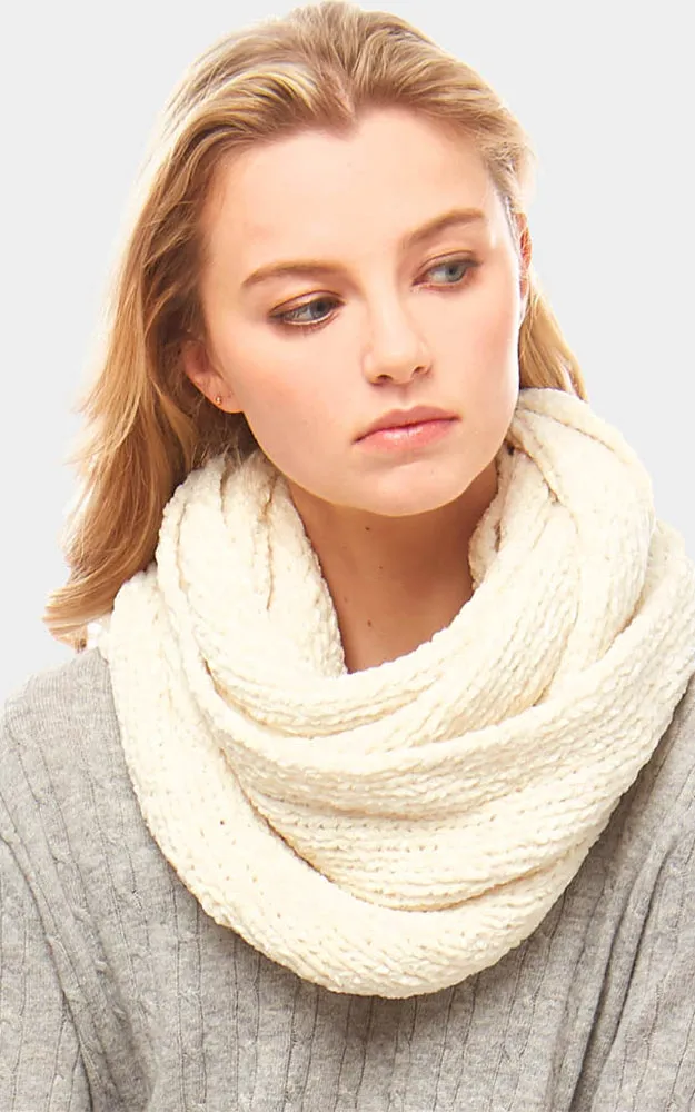 LOF765 Solid Chenille Infinity Scarf