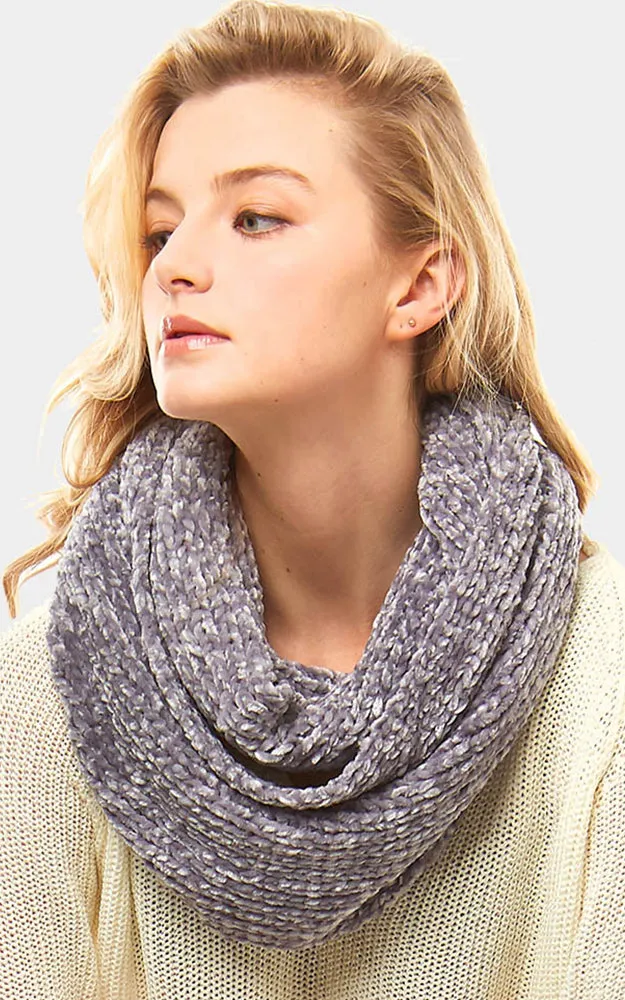 LOF765 Solid Chenille Infinity Scarf