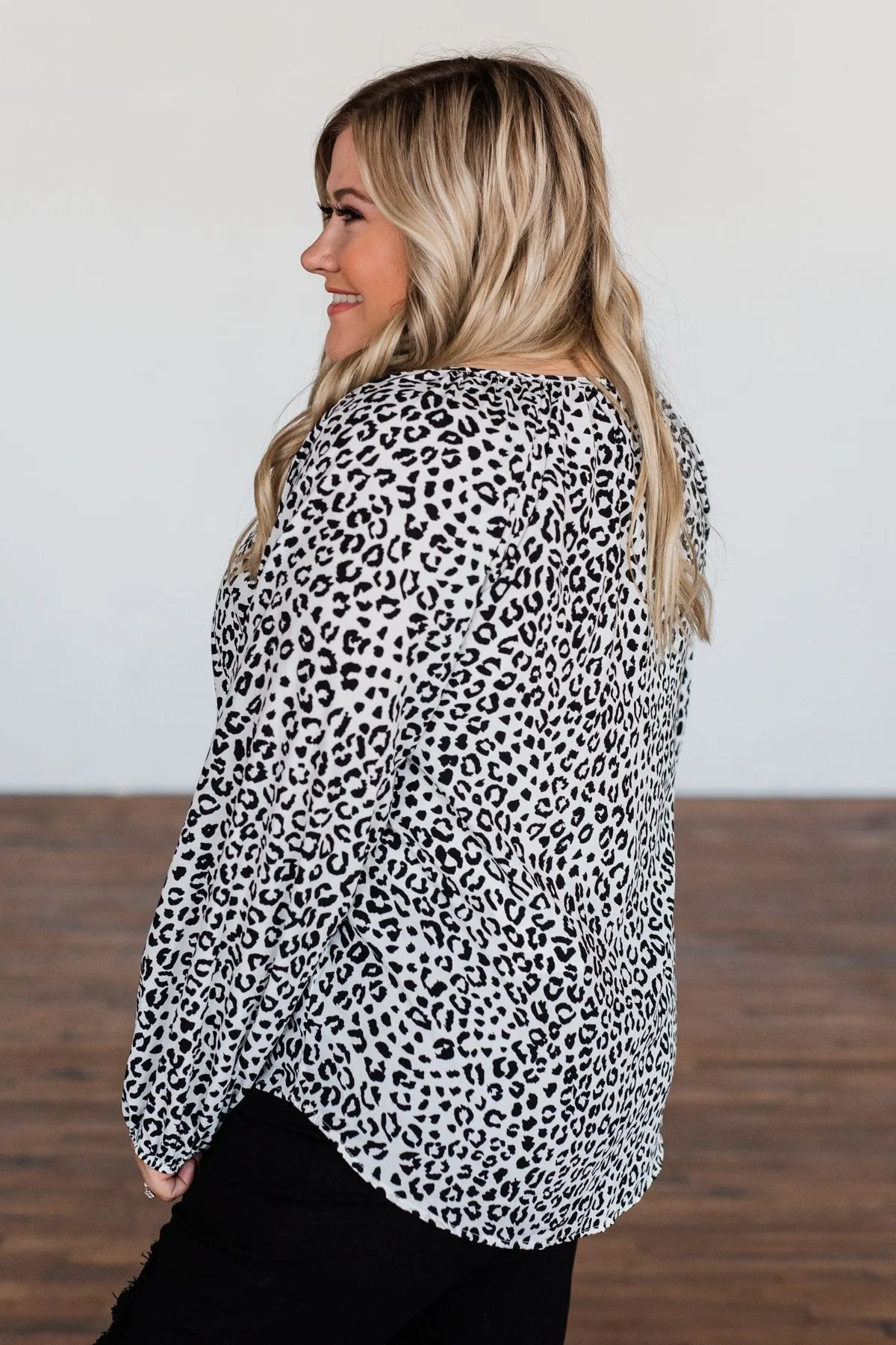 Love of the Wild Leopard Print Blouse- Off White