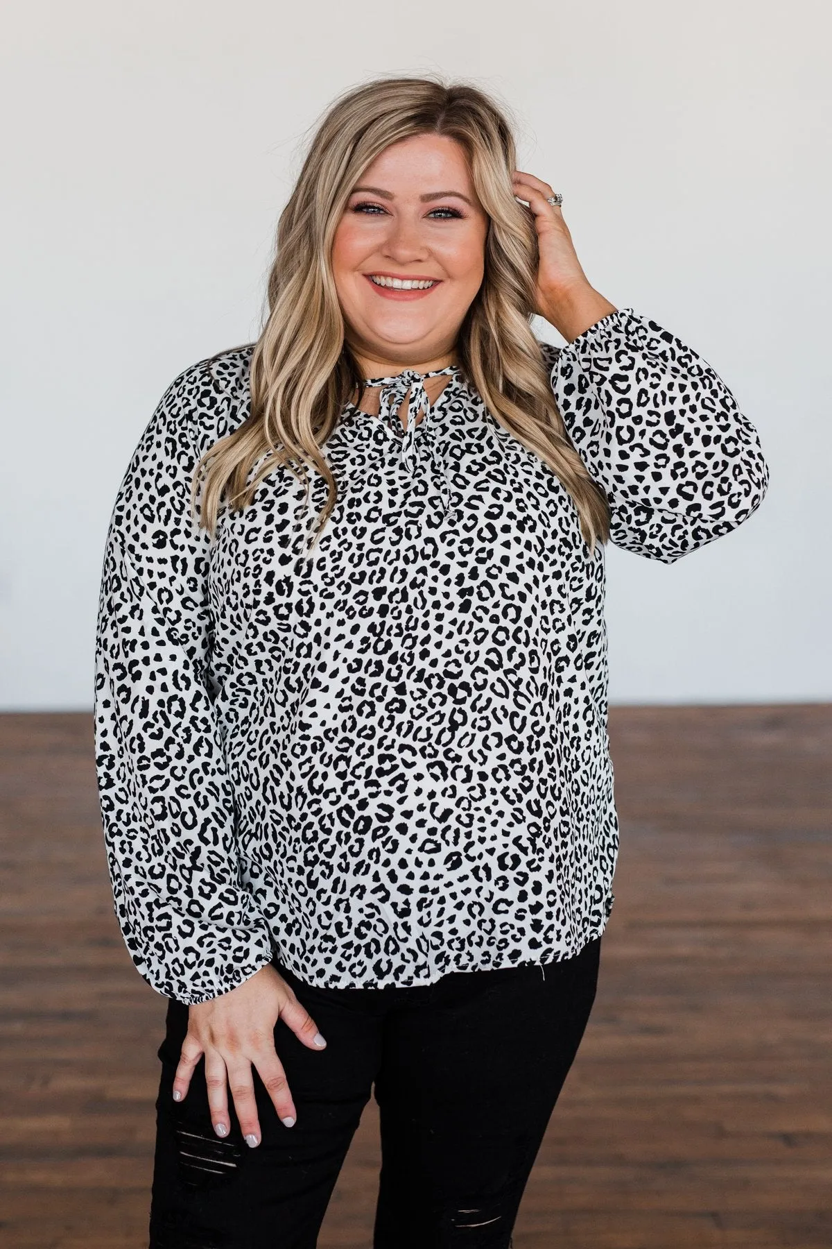 Love of the Wild Leopard Print Blouse- Off White