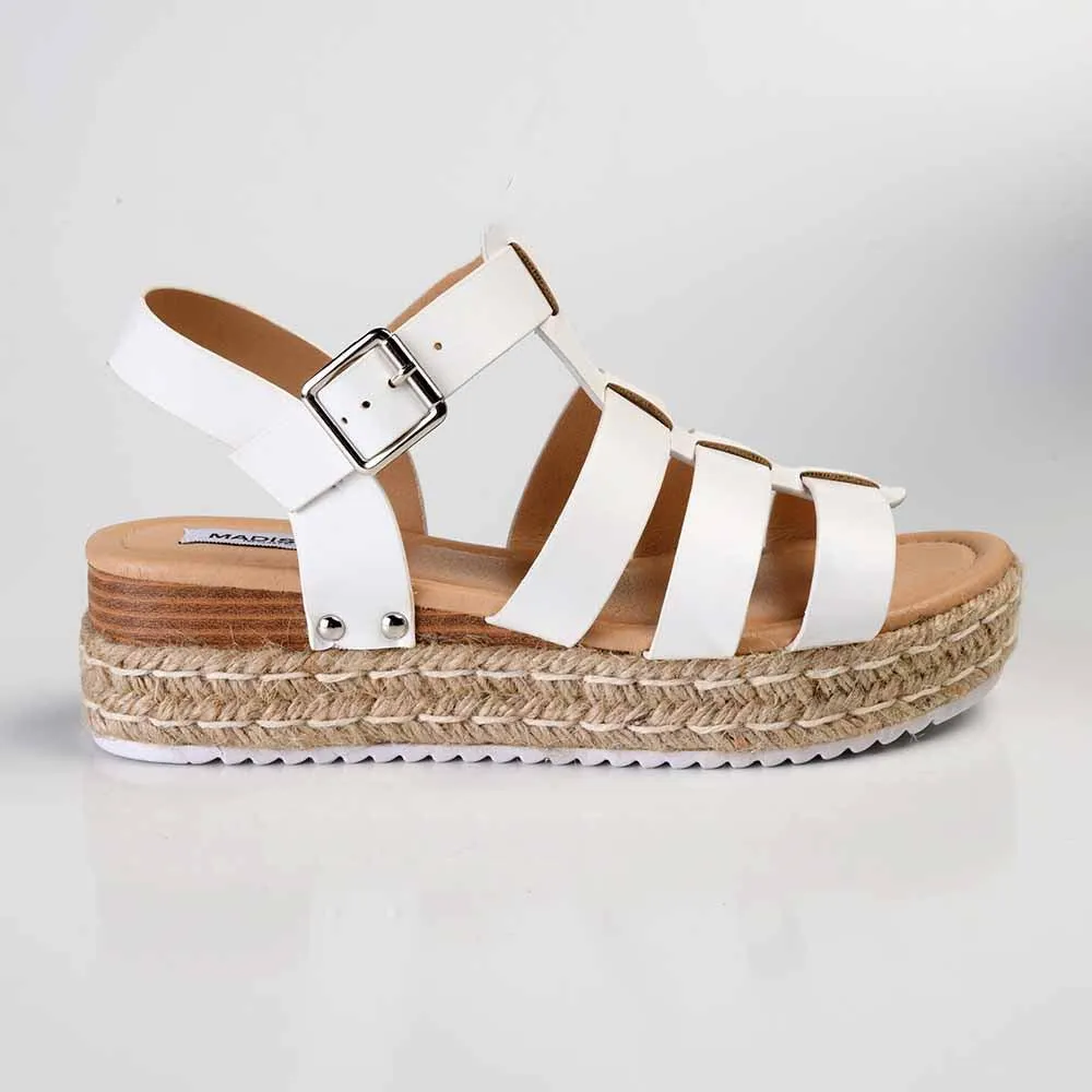 Madison Casablanca Strappy Espadrille Wedge Sandal - White