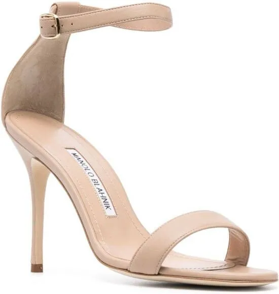 Manolo Blahnik Chaos 100mm leather sandals Neutrals