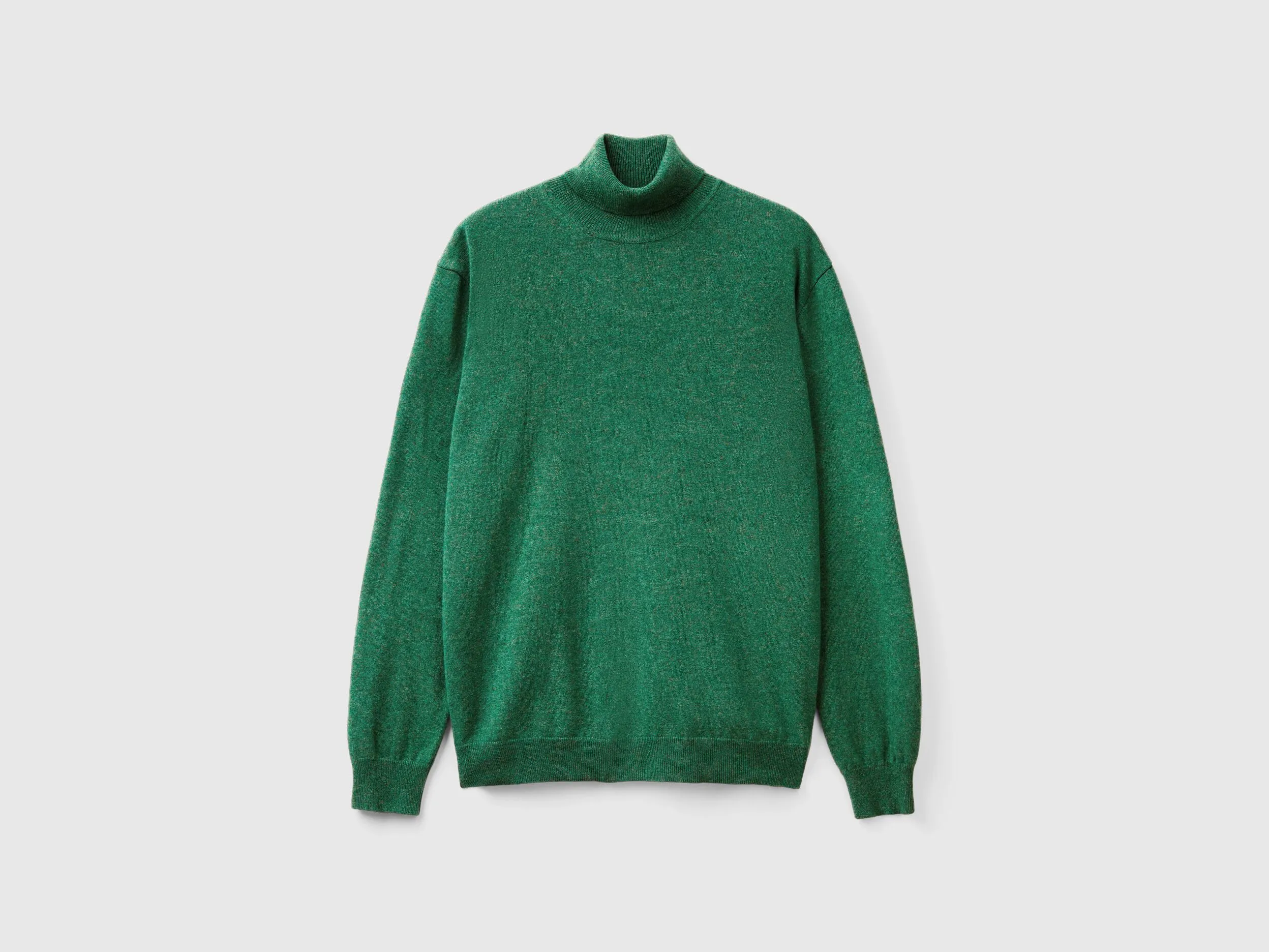 Marl green turtleneck in pure Merino wool - Green | Benetton