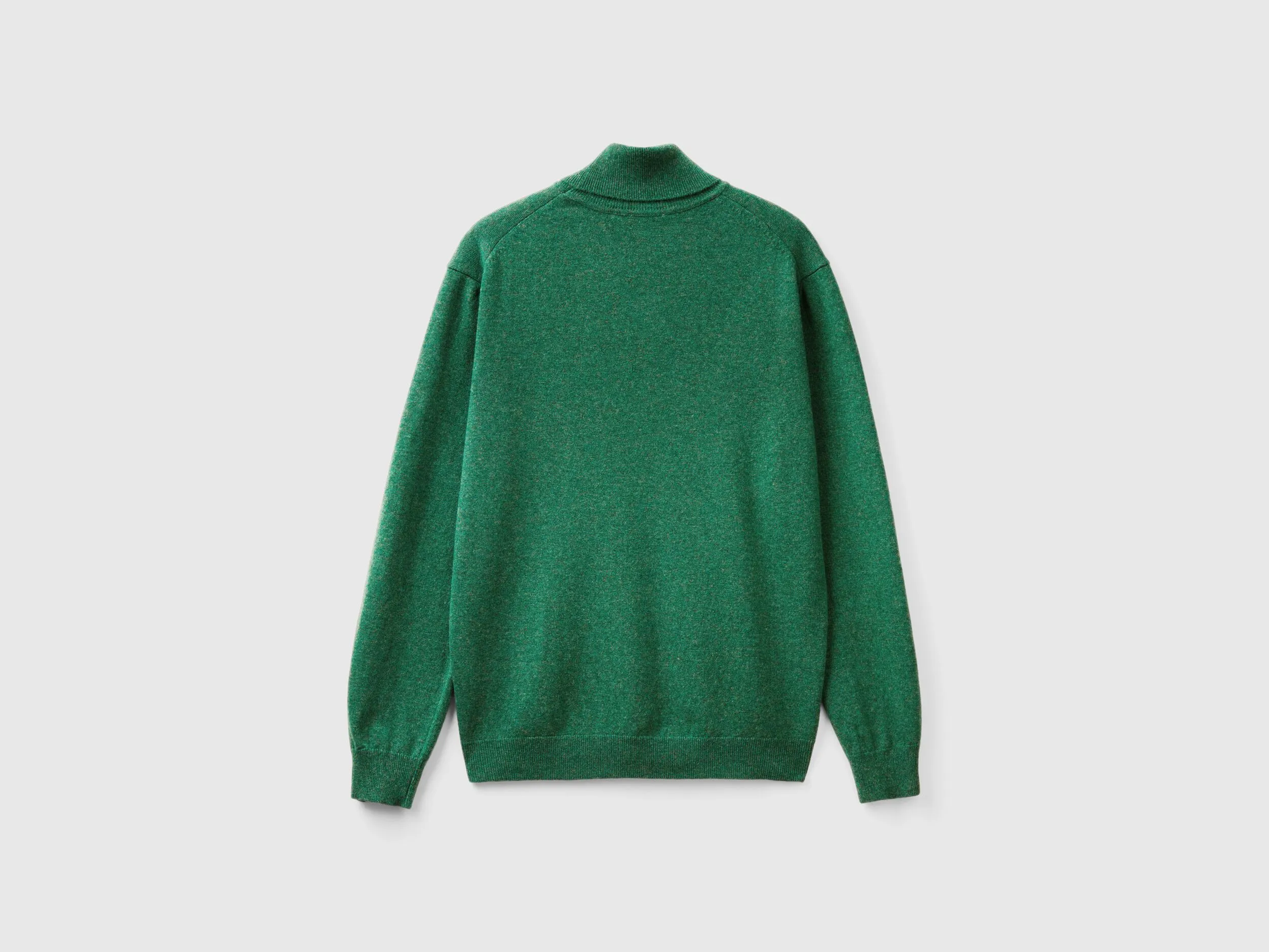 Marl green turtleneck in pure Merino wool - Green | Benetton