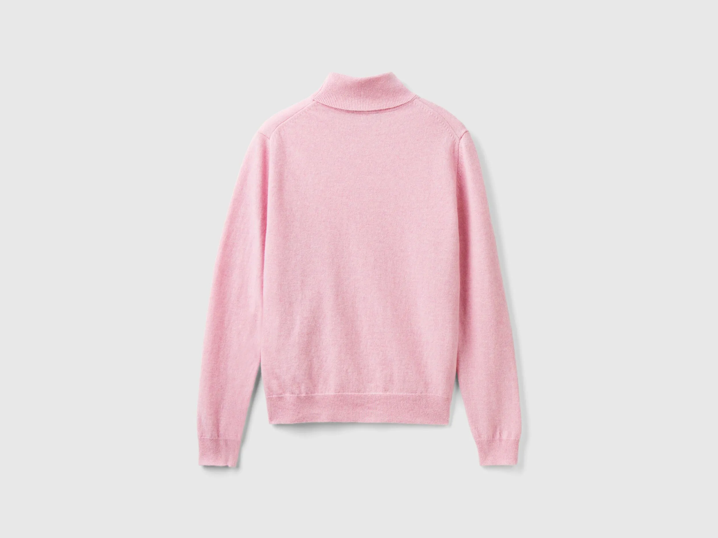 Marl pink turtleneck sweater in pure Merino wool - Pink | Benetton