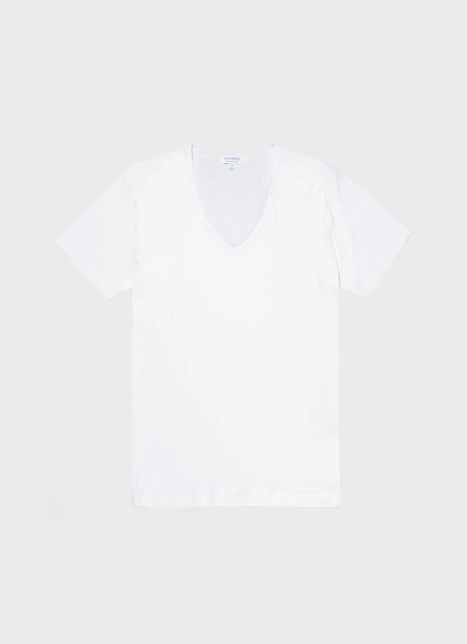 Men's Sea Island Cotton V-neck Underwear T-shirt in White