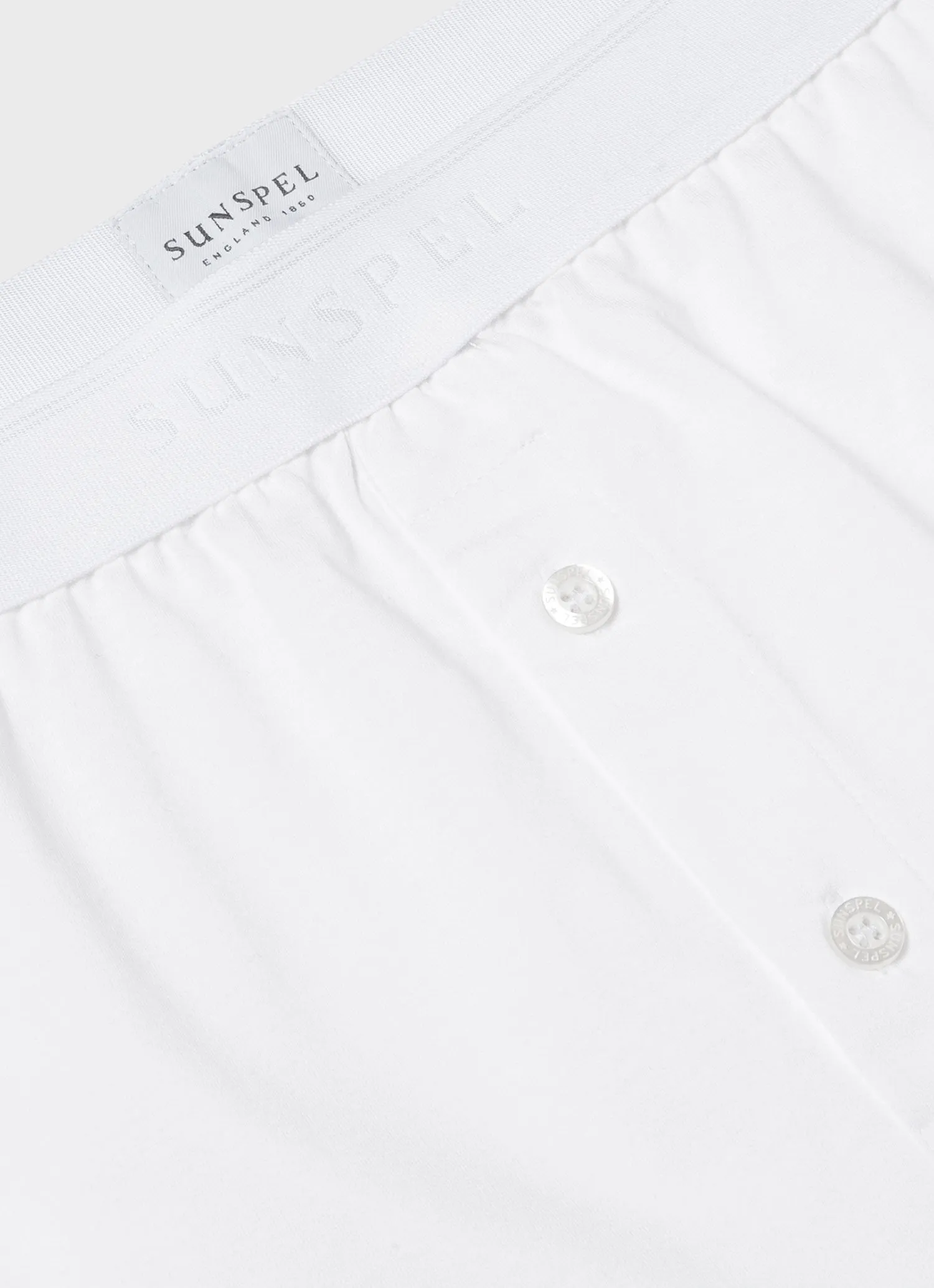 Men's Superfine Cotton Two-Button Shorts in White