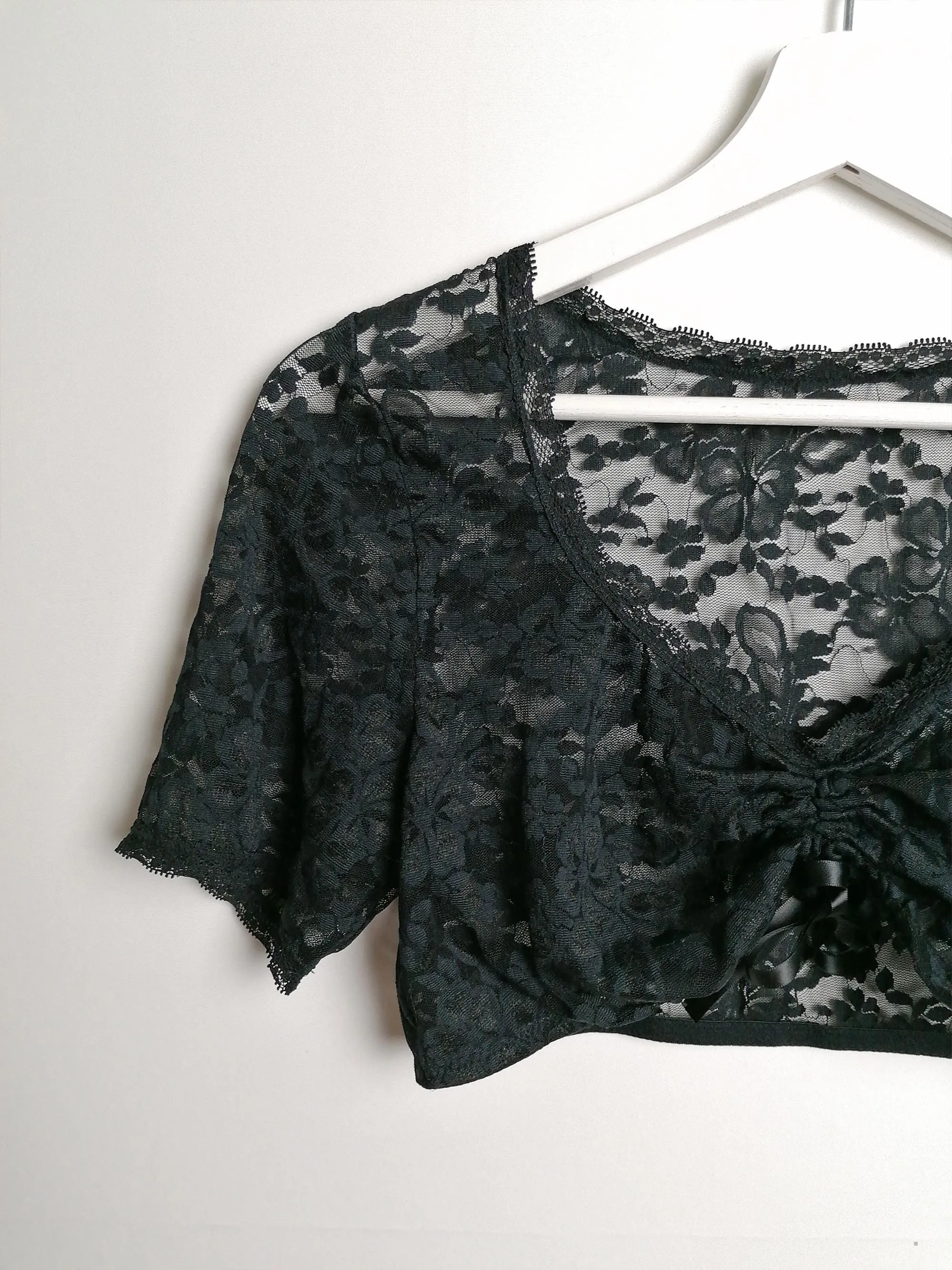 Micro Crop Top Lace Black - size XS-S