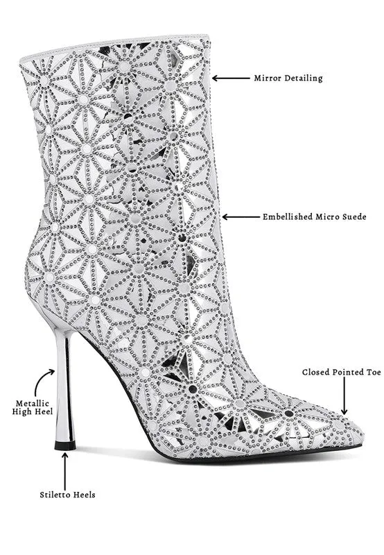 Mirror Embellished High Ankle Boots