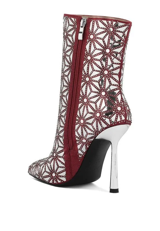 Mirror Embellished High Ankle Boots