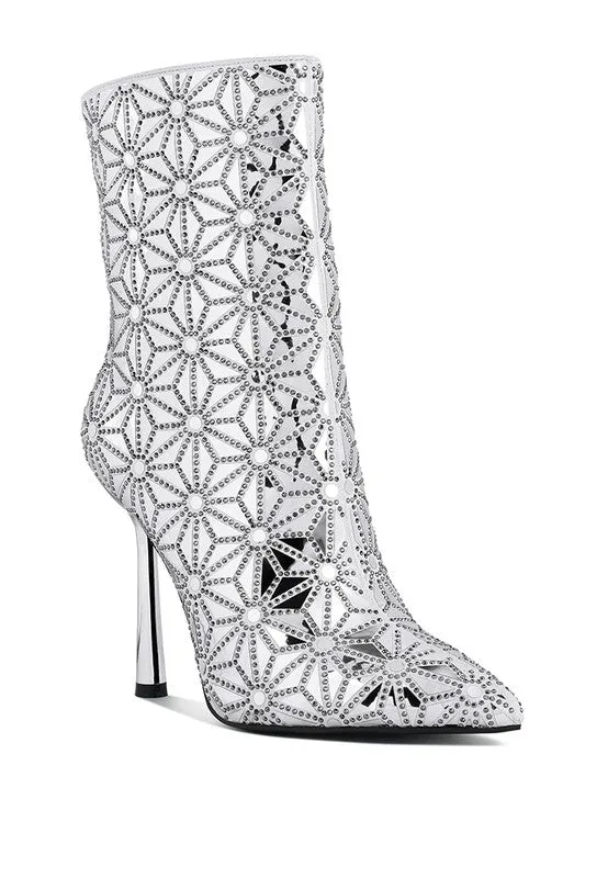 Mirror Embellished High Ankle Boots