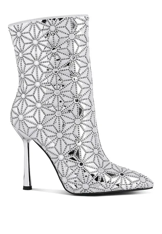 Mirror Embellished High Ankle Boots