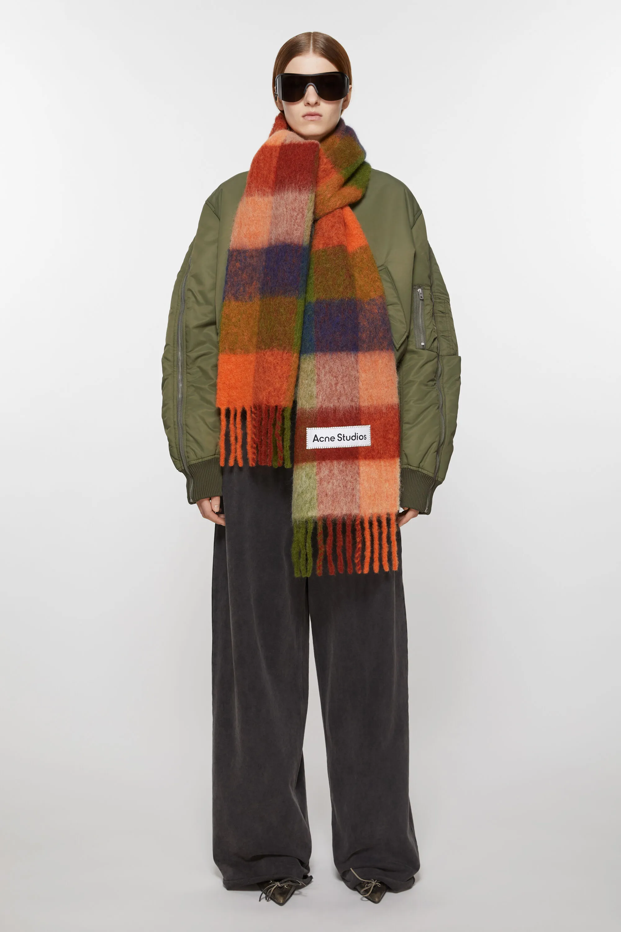 Mohair checked scarf