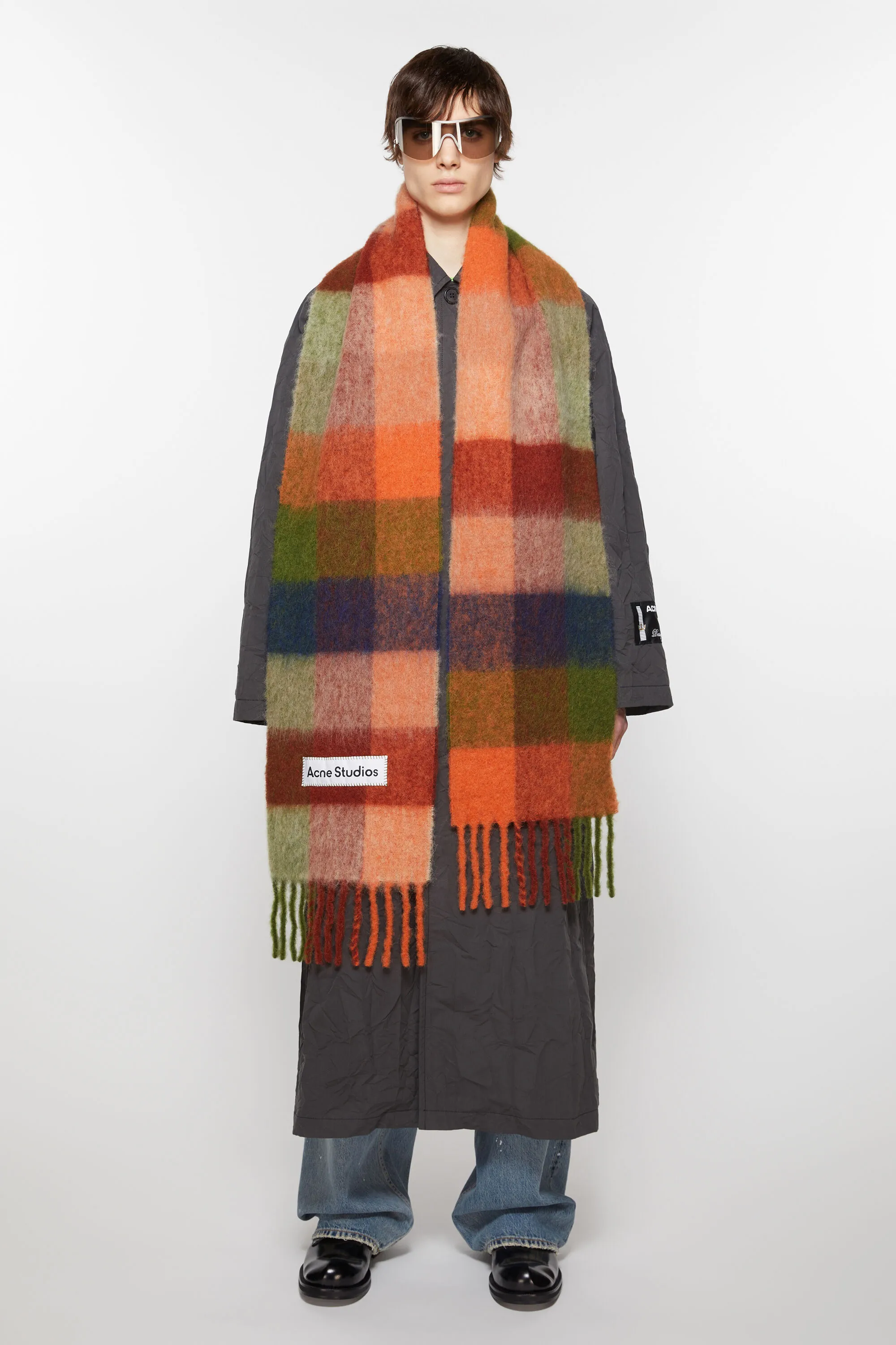 Mohair checked scarf