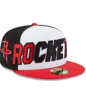 New Era Men's NBA White/Red Houston Rockets Back Half 59FIFTY Fitted Hat