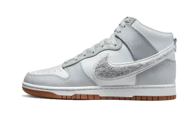 Nike Dunk High Retro Chenille Swoosh White Grey