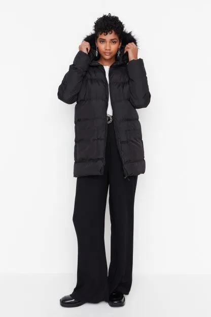 Oversize Fur Hooded Water Repellent Puffer Coat