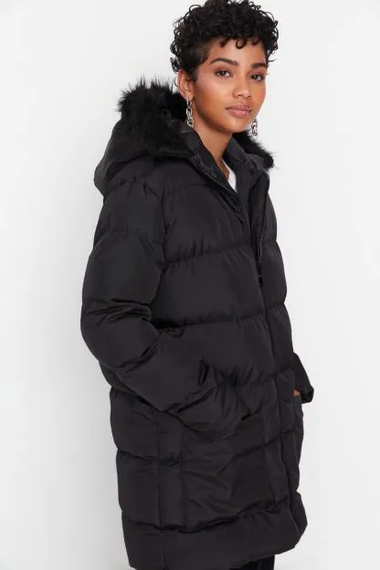 Oversize Fur Hooded Water Repellent Puffer Coat