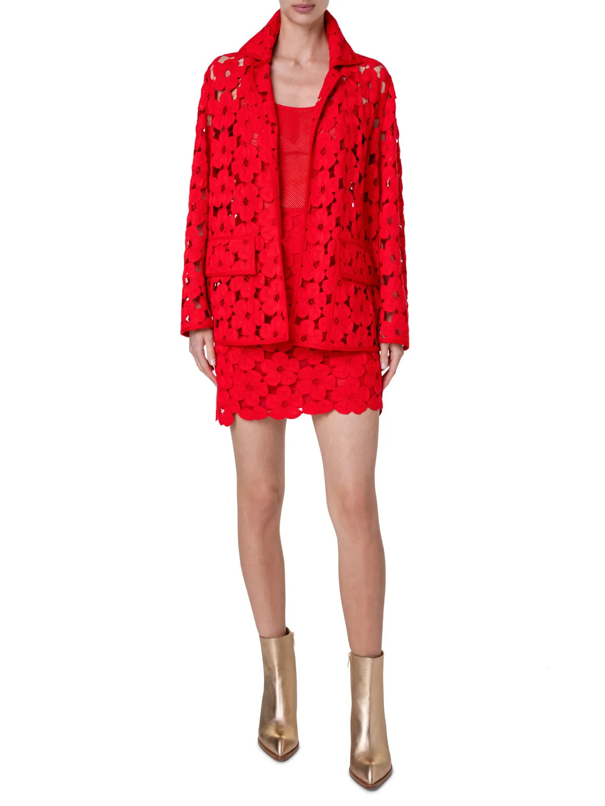 Oversize Shirt Jacket with Allover Anemone Embroidery