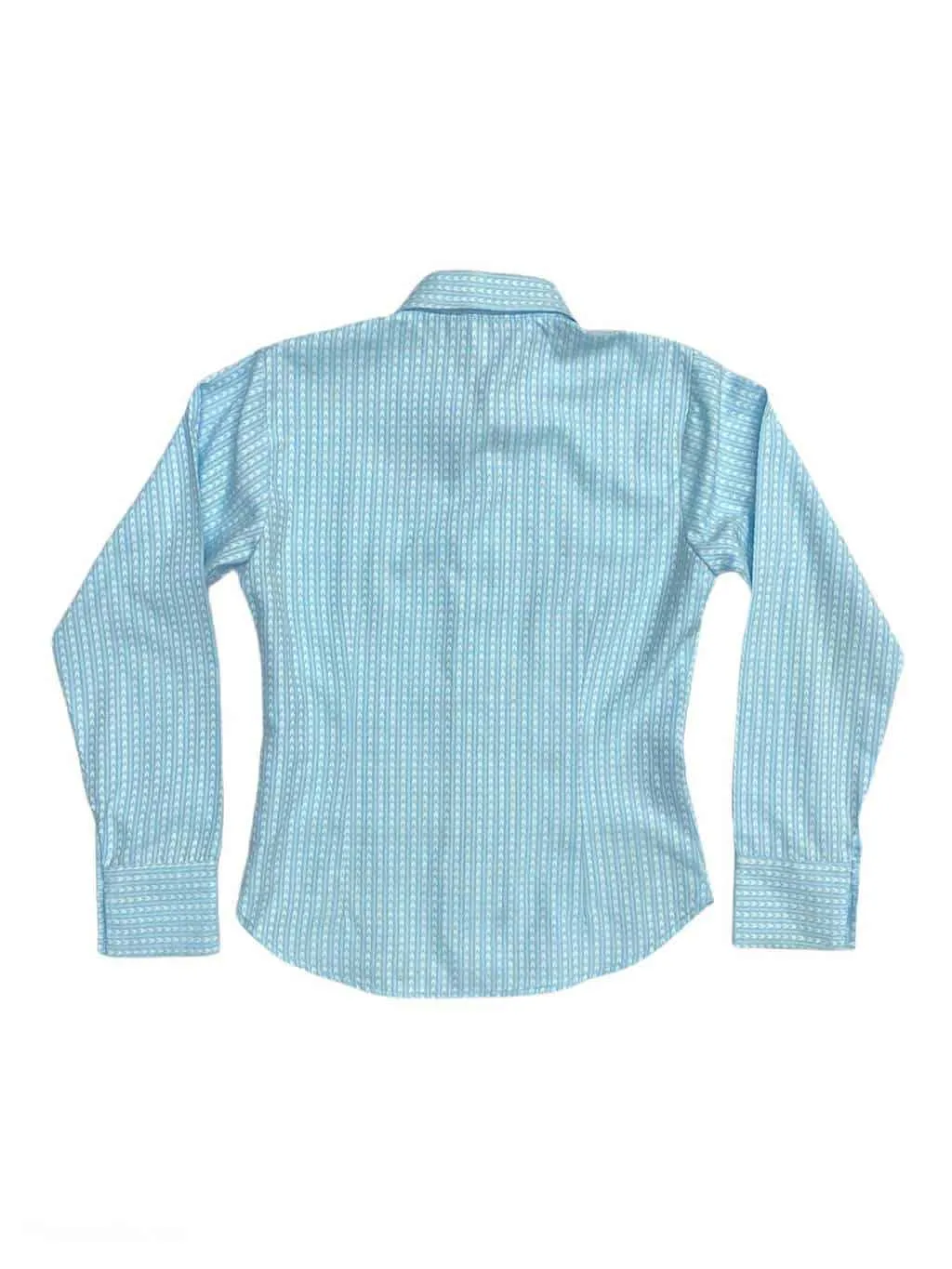 Pale Blue 70s Vintage Blouse with Pointed Collar – S