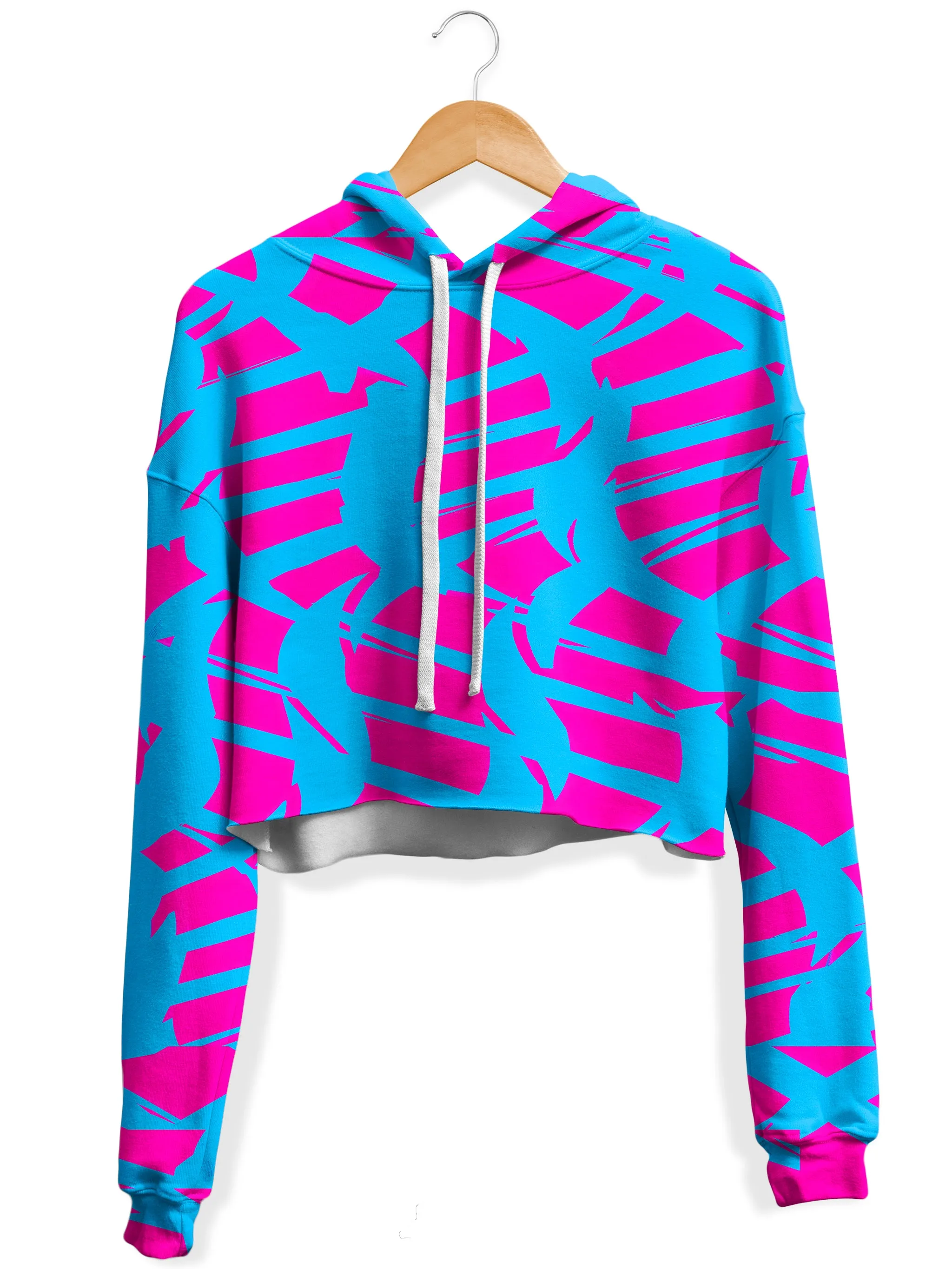 Pink and Blue Squiggly Rave Checkered Crop Hoodie and Leggings Combo