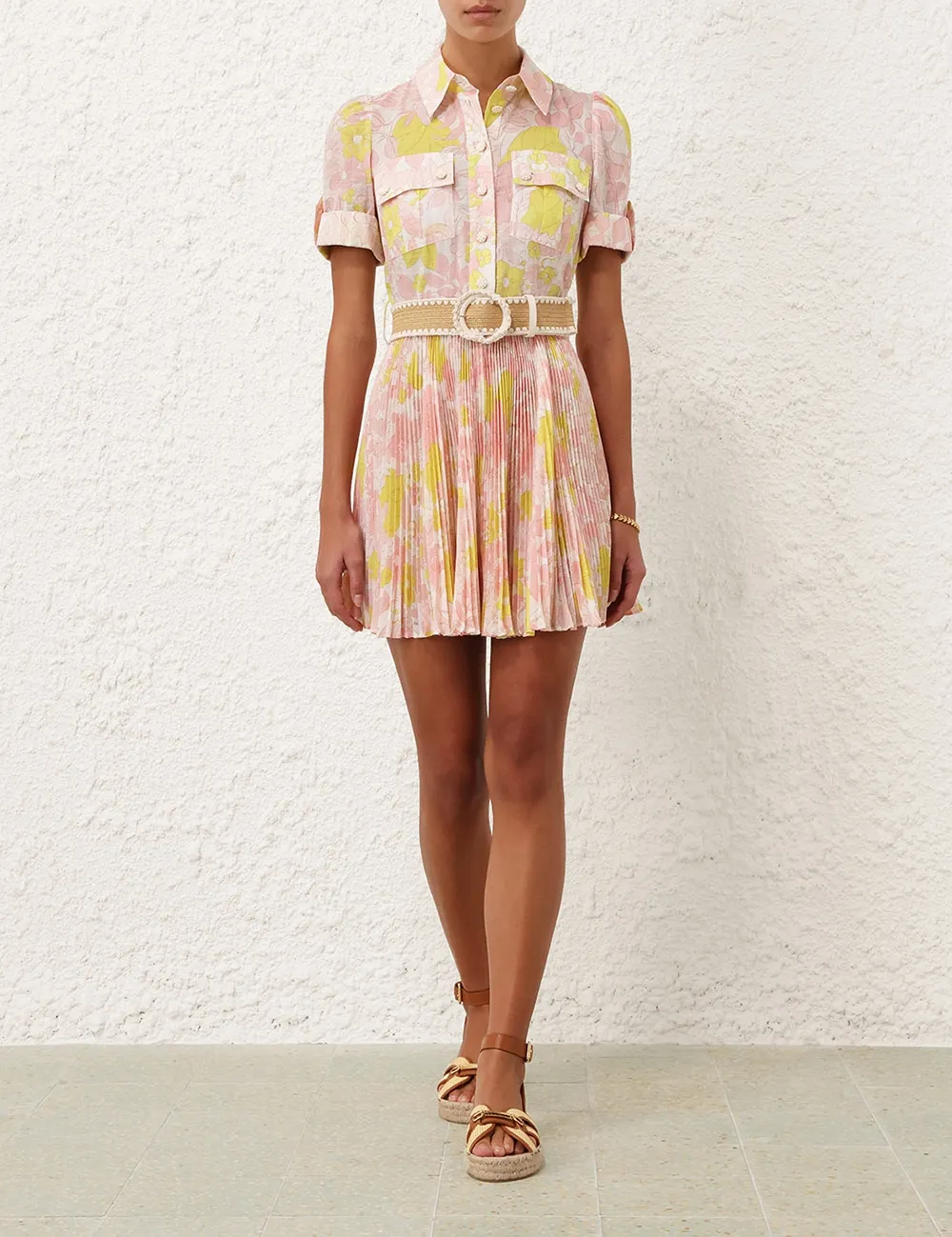 Pop Pleated Mini Dress