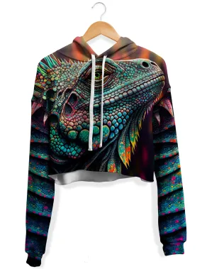 Psychedelic Giant Iguana 2.0 Fleece Crop Hoodie