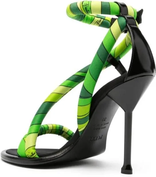 PUCCI Lee 100mm Iride-print sandals Green