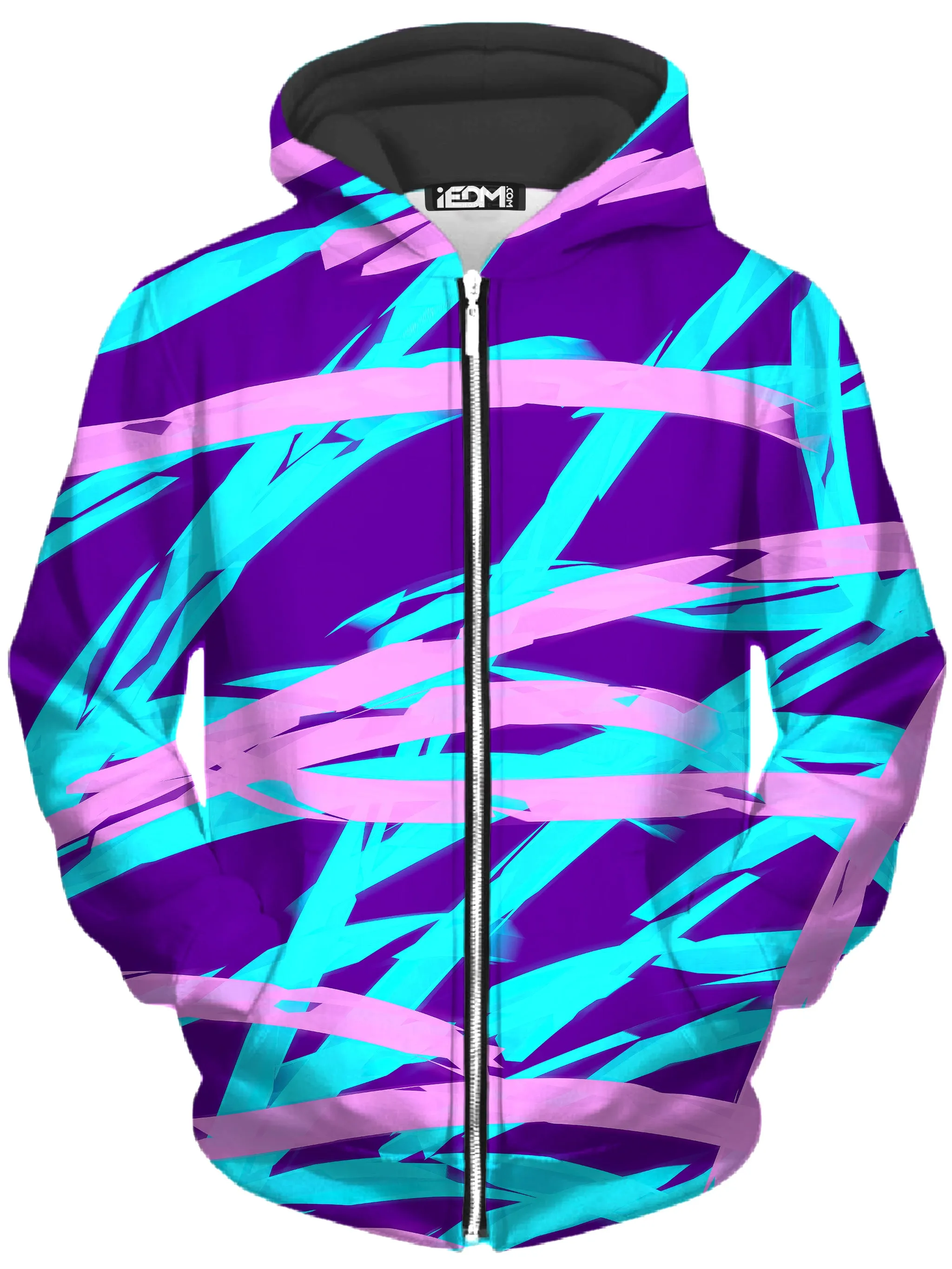 Purple and Blue Rave Abstract Zip-Up Hoodie and Leggings Combo