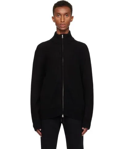 Reigning Champ Black Merino Rib Vinnie Track Sweater