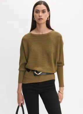 Ribbed Knit Dolman Sleeve Sweater