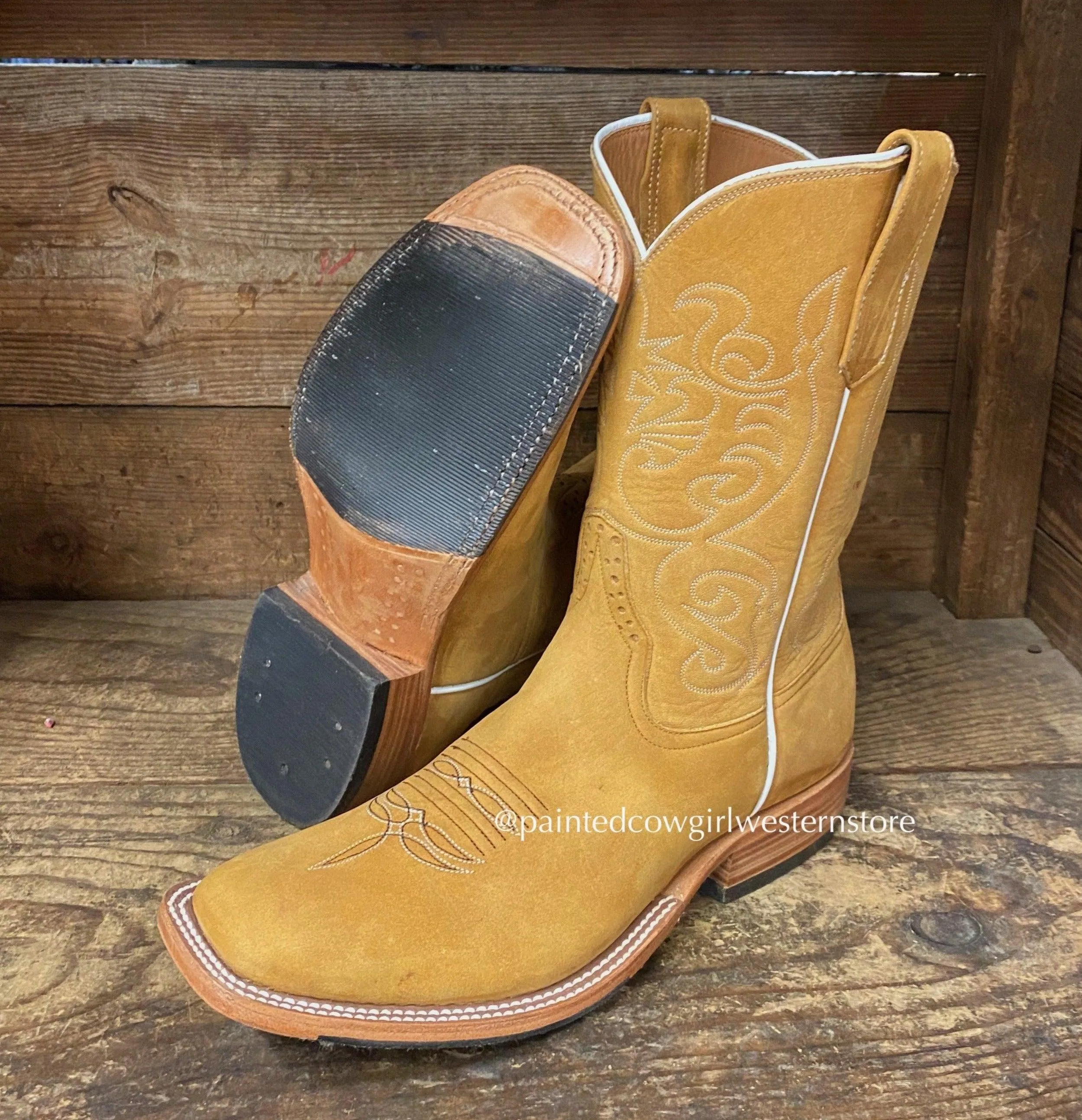 Rios of Mercedes Men's Rust Crazy Horse Square Toe Western Boot R9002