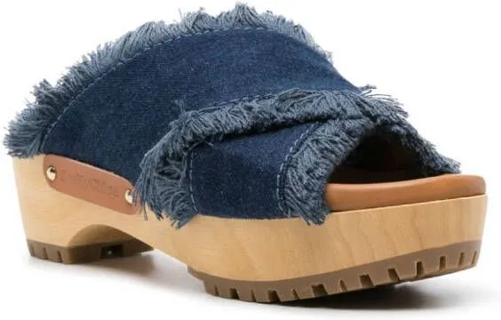 See by Chloé 60mm frayed denim sandals Blue