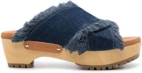 See by Chloé 60mm frayed denim sandals Blue