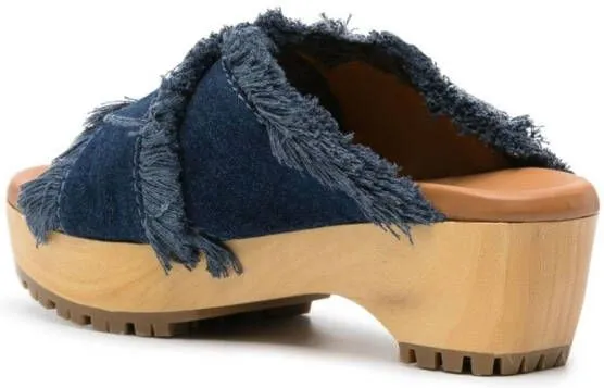 See by Chloé 60mm frayed denim sandals Blue