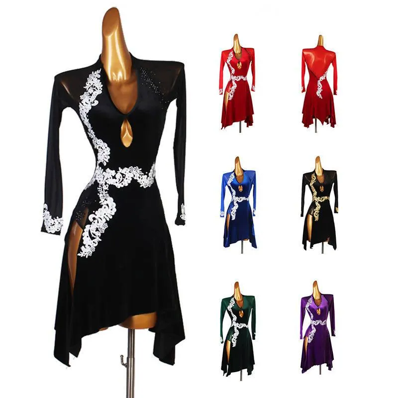 Serenade Latin Dance Outfits | Red/Green/Purple/Black/Blue | LQ207