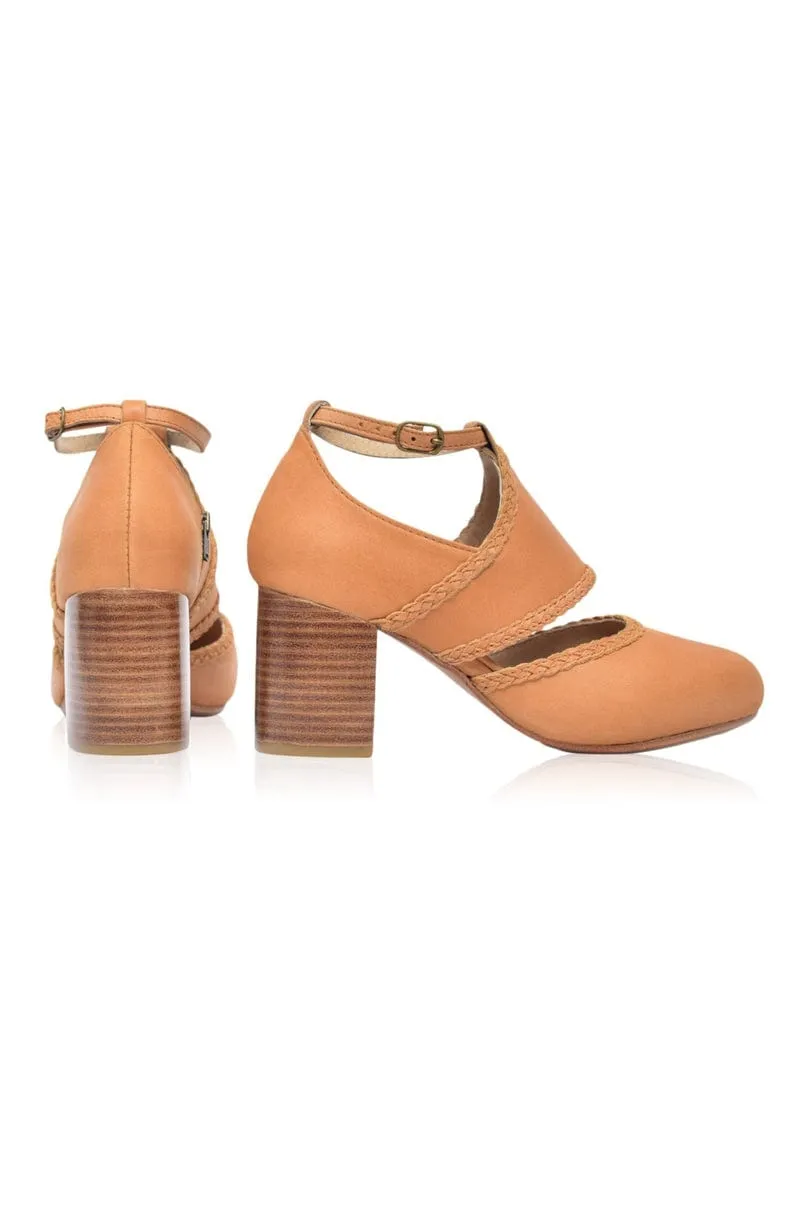 Serenity Leather Heels in Light Tan