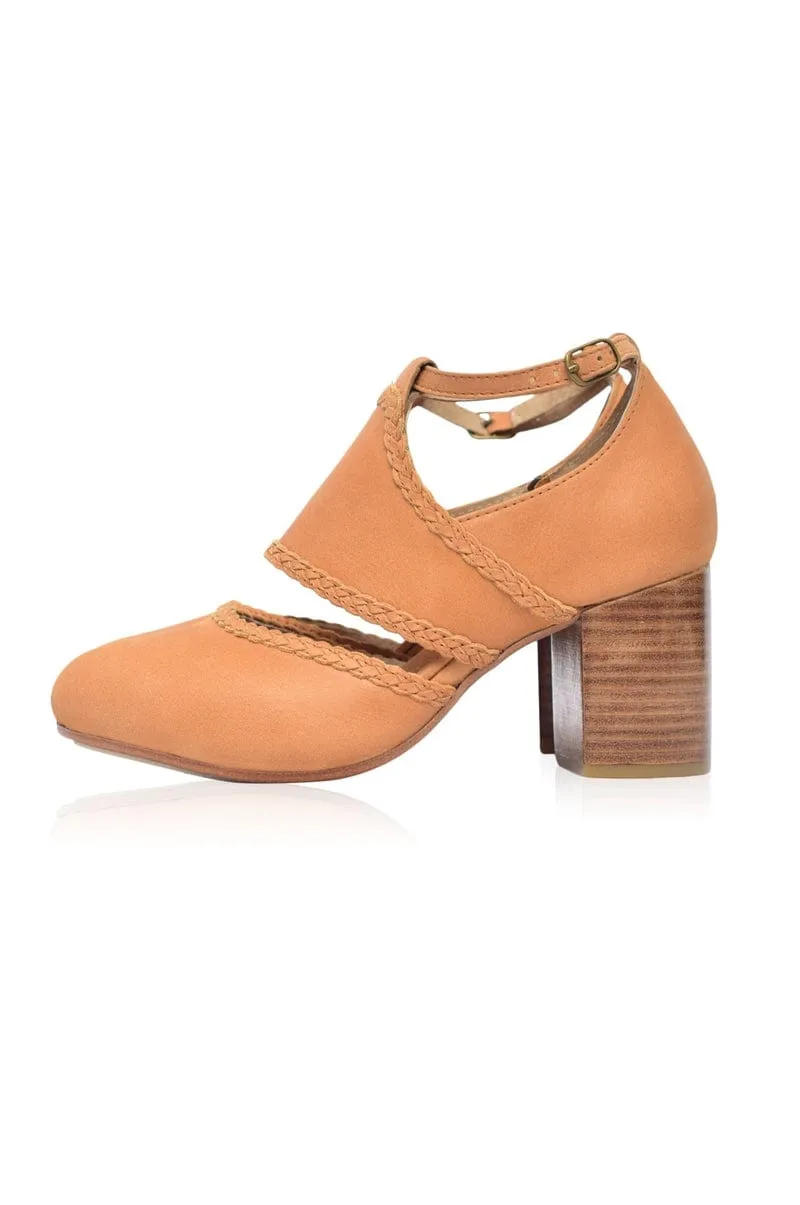 Serenity Leather Heels in Light Tan