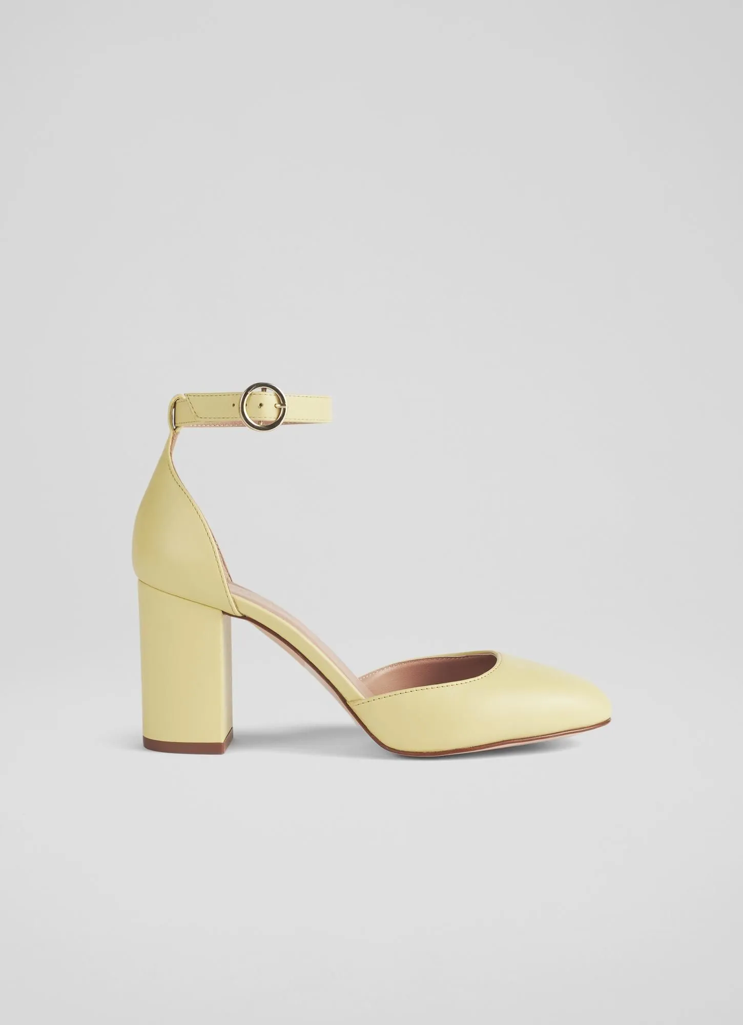 Simmi Pale Yellow Leather Mary Jane Heels, Yellow