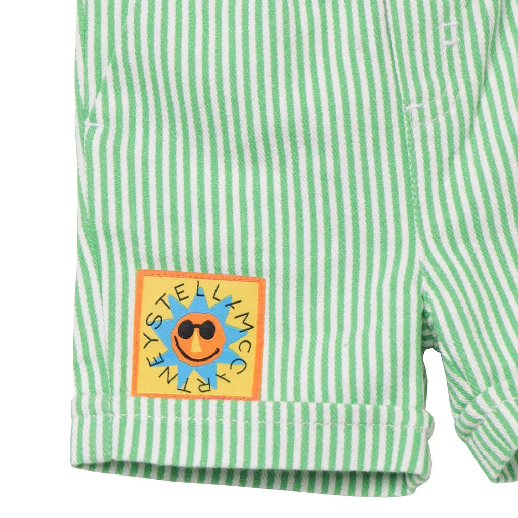 Stella McCartney Baby Striped Shorts With Sun Badge Green