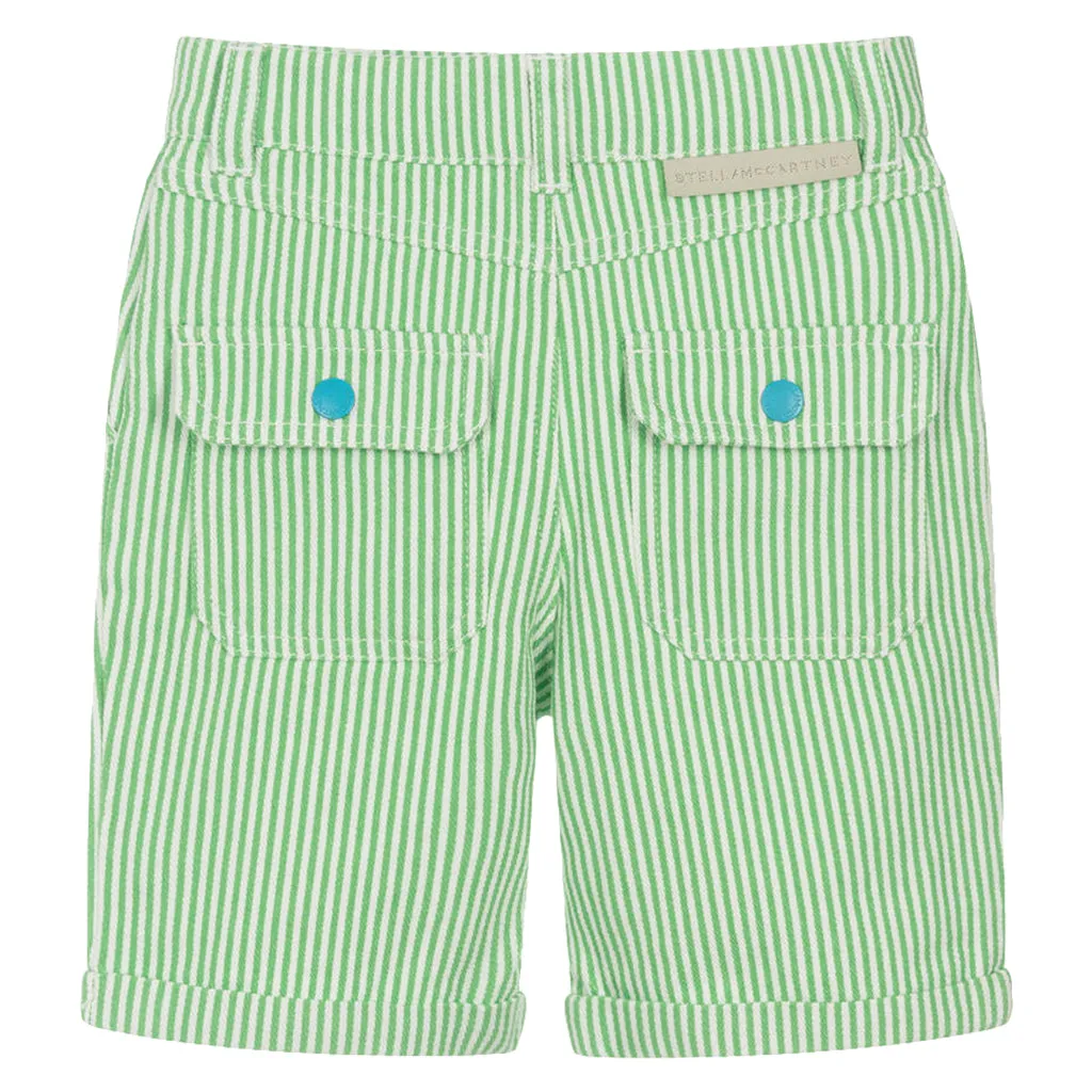 Stella McCartney Child Striped Shorts With Sun Badge Green