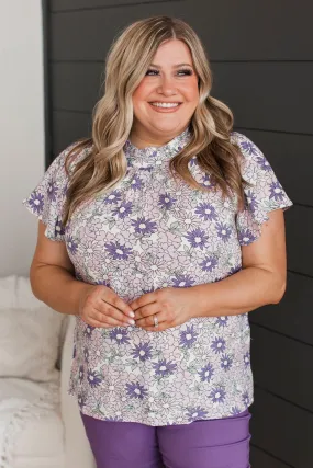 Strictly Business Floral Blouse- Lavender