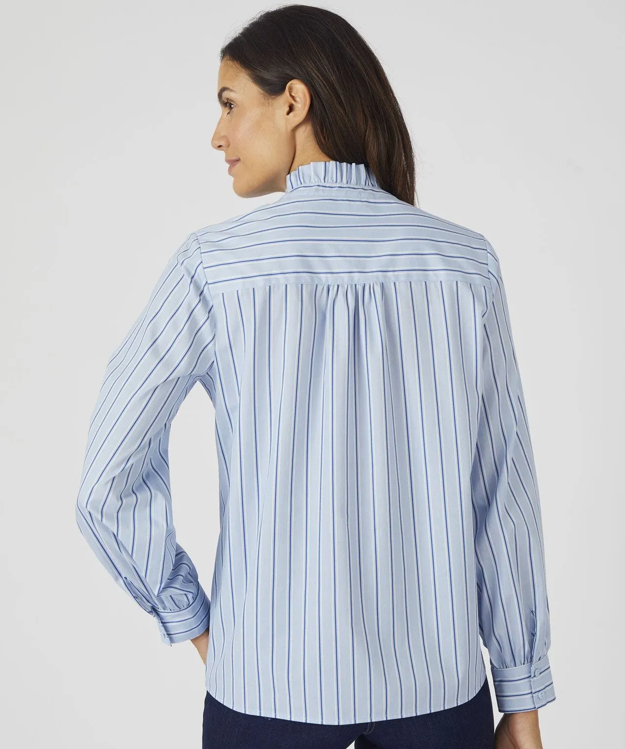 Stripe Frill Trim Blouse