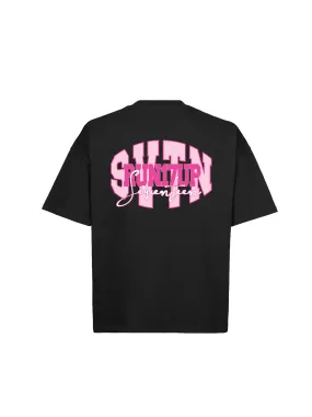 Svtn Run17Up Pink Logo Black T-Shirt